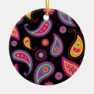 Farbenfrohe Paisley nahtloses Muster Keramik Ornament