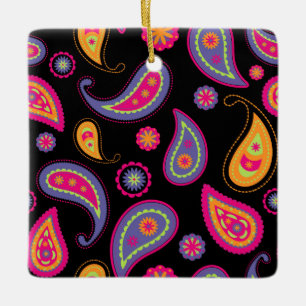 Farbenfrohe Paisley nahtloses Muster Keramikornament