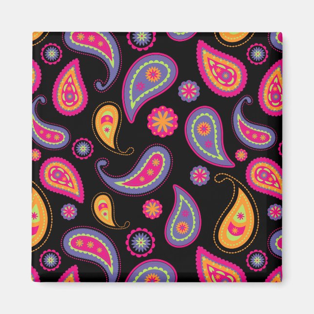 Farbenfrohe Paisley nahtloses Muster Magnet (Vorne)