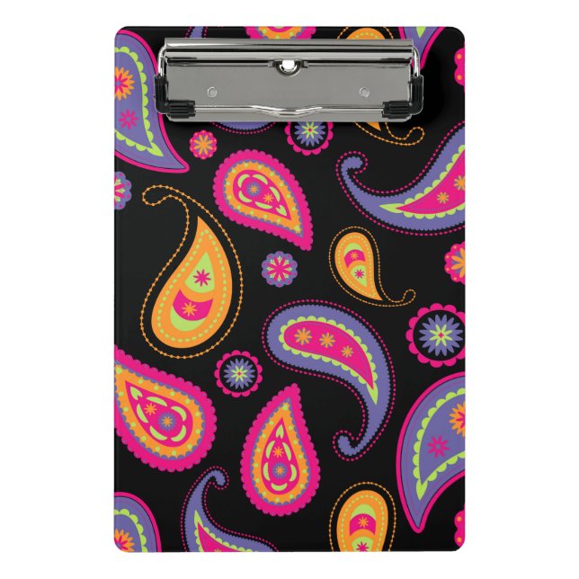 Farbenfrohe Paisley nahtloses Muster Mini Klemmbrett (Vorderseite)