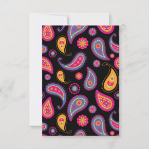 Farbenfrohe Paisley nahtloses Muster RSVP Karte