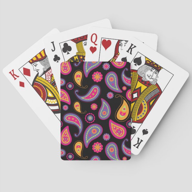 Farbenfrohe Paisley nahtloses Muster Spielkarten (Rückseite)
