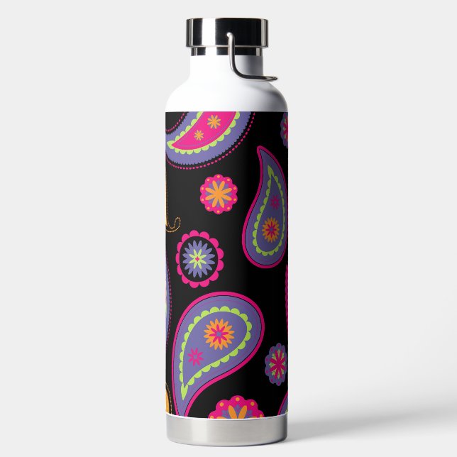 Farbenfrohe Paisley nahtloses Muster Trinkflasche (links)
