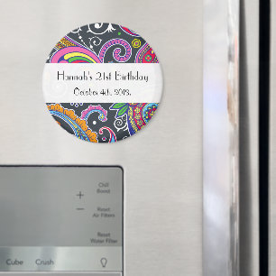 Farbenfrohe Paisley, Paisley Pattern, Boteh, Gebur Magnet