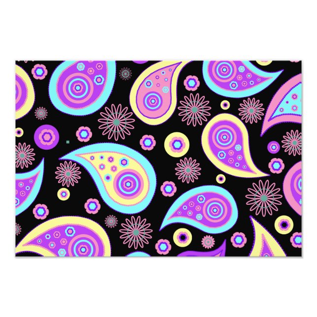 Farbenfrohe Paisley, Paisley Pattern, Persisches P Fotodruck (Vorne)