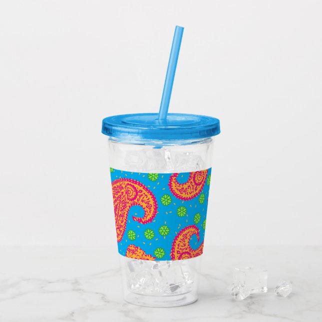 Farbenfrohe Paisley Pattern Acryltrinkbecher (Rückseite Ice)