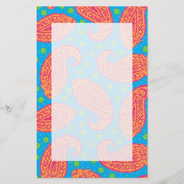 Farbenfrohe Paisley Pattern Briefpapier (Vorderseite)