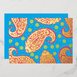 Farbenfrohe Paisley Pattern Folieneinladung
