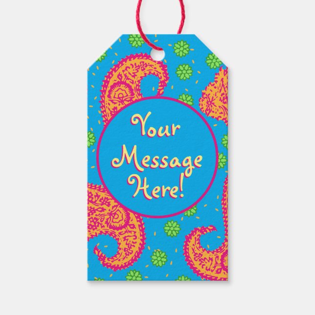 Farbenfrohe Paisley Pattern Geschenkanhänger (Vorderseite)