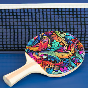 Farbenfrohe Paisley Pattern Tischtennis Schläger