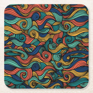 Farbenfrohe Paisley-Swirl-Papier-Getränkeuntersetz Rechteckiger Pappuntersetzer