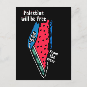farbenfrohe Palästina-Wassermelonen-Kartengrafikde Postkarte