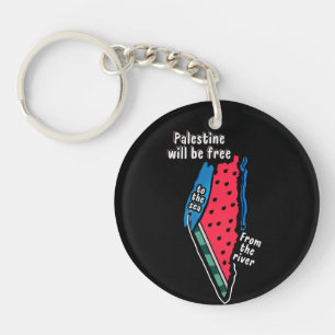 farbenfrohe Palästina-Wassermelonen-Kartengrafikde Schlüsselanhänger