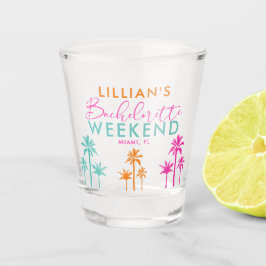 Farbenfrohe Palme Tree Bachelorette Weekend Showgl Schnapsglas
