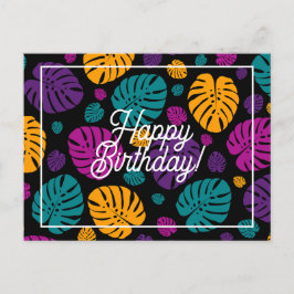 Farbenfrohe Palmen Blätter Glücklich Geburtstag Postkarte