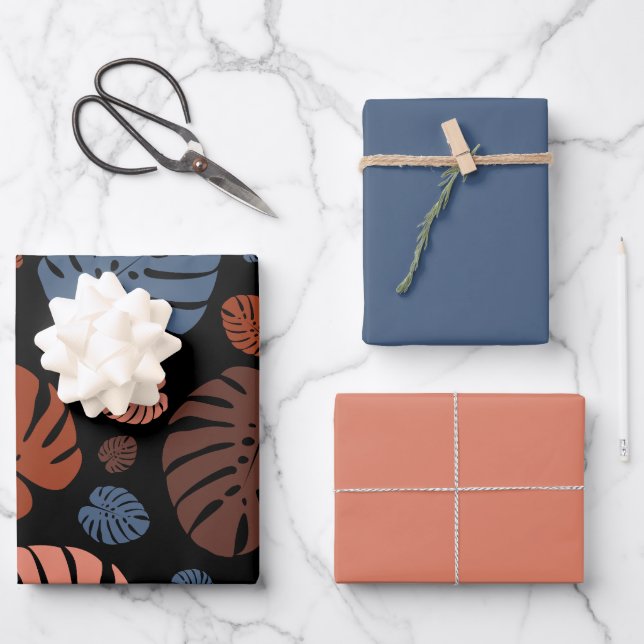 Farbenfrohe Palmwedel Geschenkpapier Set (Vorderseite)