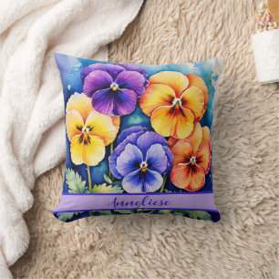 Farbenfrohe Pansy Februar Geburtstag Blume Persona Kissen
