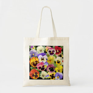 Farbenfrohe Pansy Patchwork Tragetasche