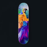 Farbenfrohe Papagei-Skateboard - Malerei Skateboard<br><div class="desc">Schöner farbenfroher Papagei - MIGNED Painting</div>
