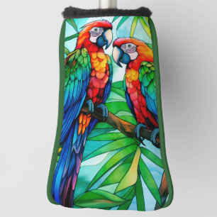 Farbenfrohe Papageien aus festem Glas Golf Headcover