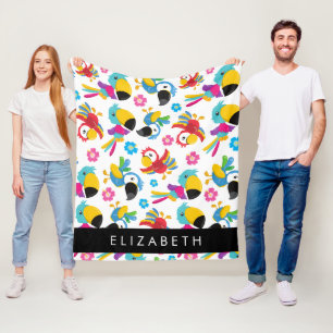 Farbenfrohe Papageien, tropische Papageien, Ihr Na Fleecedecke