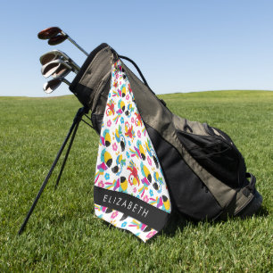 Farbenfrohe Papageien, tropische Papageien, Ihr Na Golfhandtuch