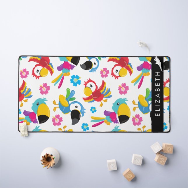 Farbenfrohe Papageien, tropische Papageien, Ihr Na Schreibtischunterlage (Kindertisch)