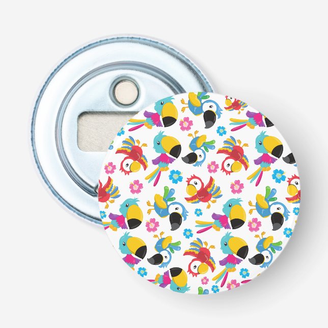 Farbenfrohe Papageien, tropische Papageien, Vögel, Flaschenöffner (Vorderseite)