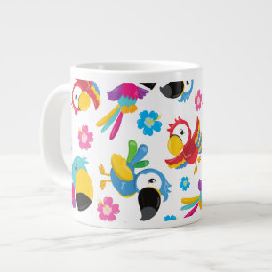 Farbenfrohe Papageien, tropische Papageien, Vögel, Jumbo-Tasse
