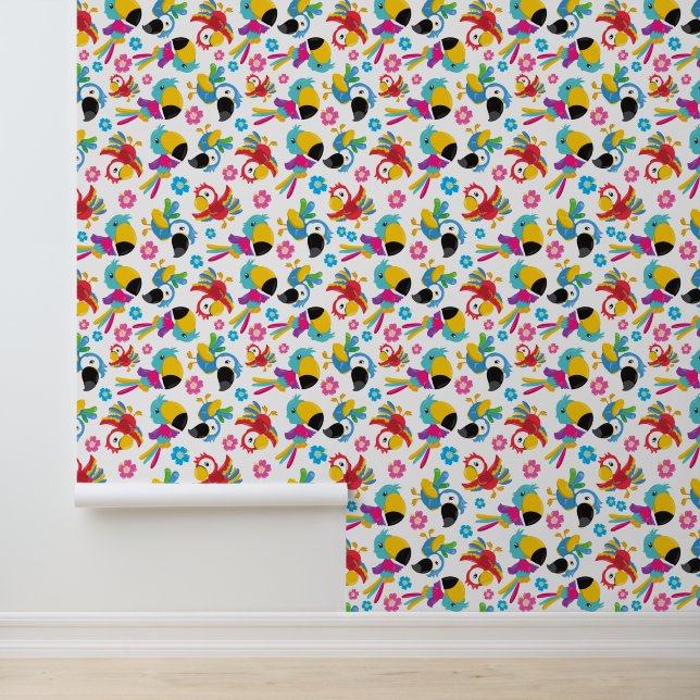 Farbenfrohe Papageien, tropische Papageien, Vögel, Tapete (Anwendung)