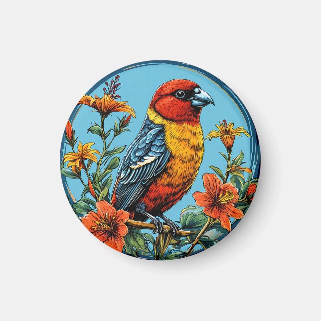 Farbenfrohe Papageienvogel Magnet (Vorne)