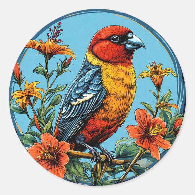 Farbenfrohe Papageienvogel Runder Aufkleber (Vorderseite)