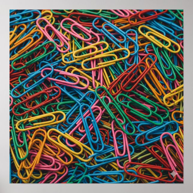 Farbenfrohe Paperclip-Cluster Poster (Vorne)