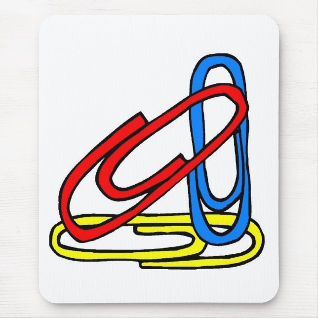 Farbenfrohe Paperclips Grundschulfarben Mousepad (Vorne)