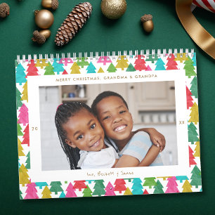 Farbenfrohe Papierbäume Weihnachtsfest Foto Kalender