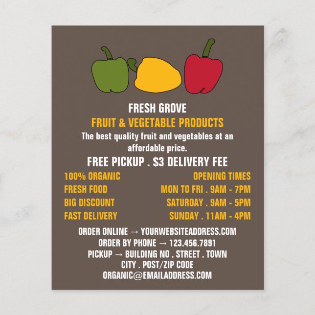 Farbenfrohe Paprikaschoten, Werbung für Lebensmitt Flyer (Vorne)