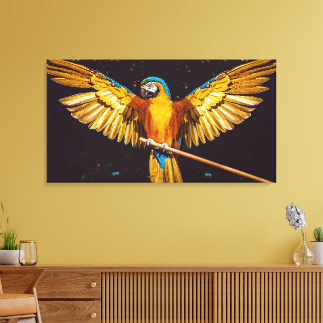 Farbenfrohe Parakeet Winged Bird Canvas Print Leinwanddruck (Insitu (Wohnzimmer))
