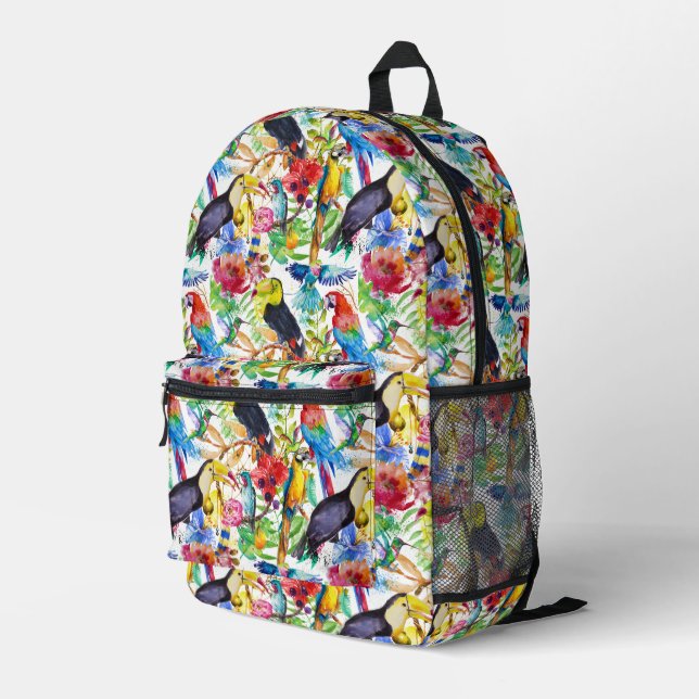 Farbenfrohe Parrosen Bedruckter Rucksack (Rückseitige Ecke Rechts)