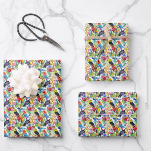 Farbenfrohe Parrosen Geschenkpapier Set