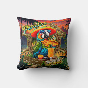 Farbenfrohe Parrot Chill Drink Paradies Happy Hour Kissen