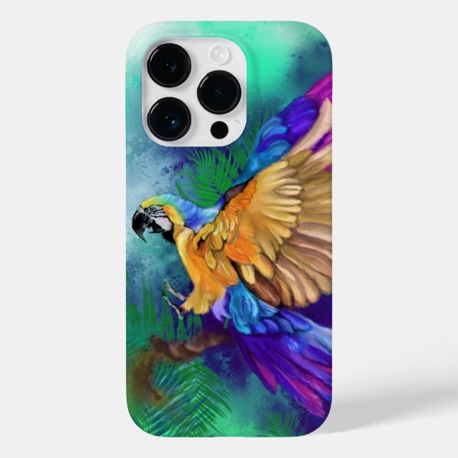 Farbenfrohe Parrot iPhone Case (Rückseite)