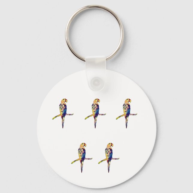 Farbenfrohe Parrot Keyring Schlüsselanhänger (Vorderseite)