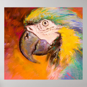 Farbenfrohe Parrot-Pastel-Malerei Poster
