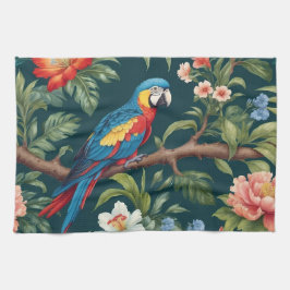Farbenfrohe Parrot Tropical Dschungel Blätter Geschirrtuch