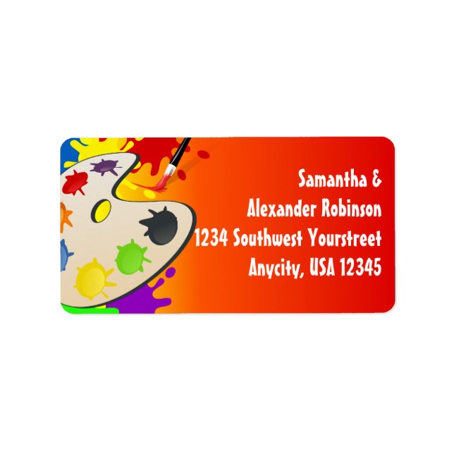 Farbenfrohe Party Adressaufkleber (Vorne)