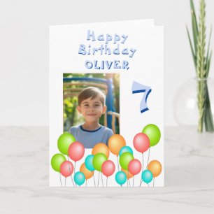 Farbenfrohe Party Balloons Kind Geburtstag Foto Karte
