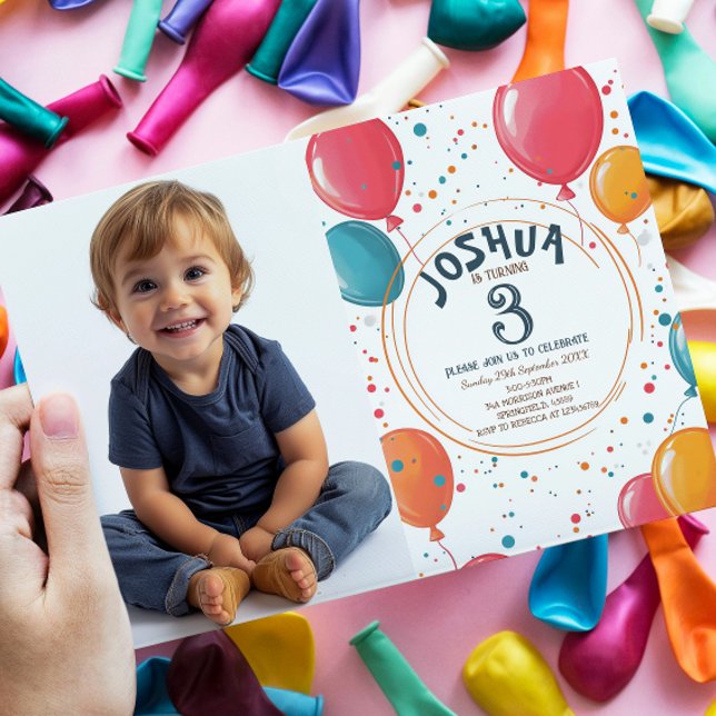 Farbenfrohe Party Balloons Kindergeburtstag Party Einladung (Von Creator hochgeladen)