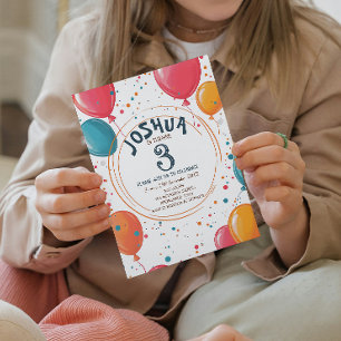 Farbenfrohe Party Balloons Kindergeburtstag Party Einladung