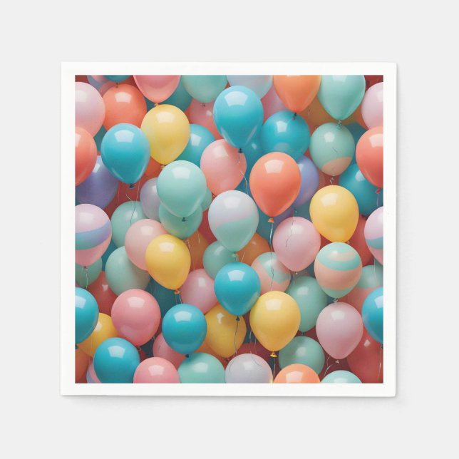 Farbenfrohe Party Balloons Muster Serviette (Vorderseite)