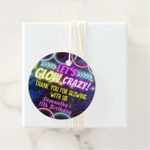 Farbenfrohe Party "Let's gllow Crazy Neon Lights" Geschenkanhänger